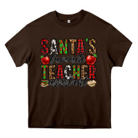 Chocolate Brown santa's favorite teacher assistant Heavy Core Tee - Jasminsmagicworld