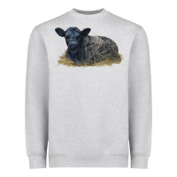 Heather Grey Black Angus Calf Illustrations Heavyweight Sweatshirt - LillyAllenDesigns