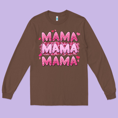 Mama Mama Mama Valentine's Day Long Sleeve Tee Designed By Lillyallendesigns