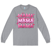 Heather Grey mama mama mama valentine's day Long Sleeve Tee - LillyAllenDesigns