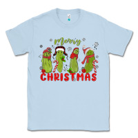 Dusty Blue Pickle Merry Christmas Classic Tee - MaliasSmallBusiness