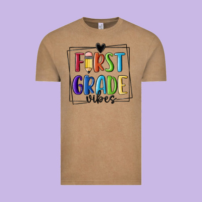 1st Grade Vibes Vintage Tee Designed By Maliassmallbusiness