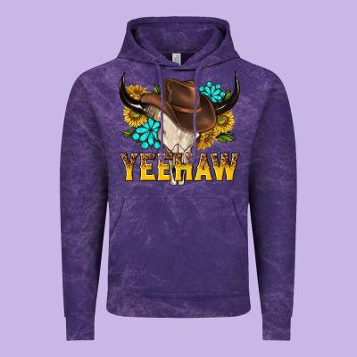 Yeehaw Bull Skull Vintage Hoodie Designed By Nancycooperartshop