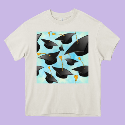 Graduation Cap Seamless Pattern Heavy Core Tee Designed By Bundleandbundleshop