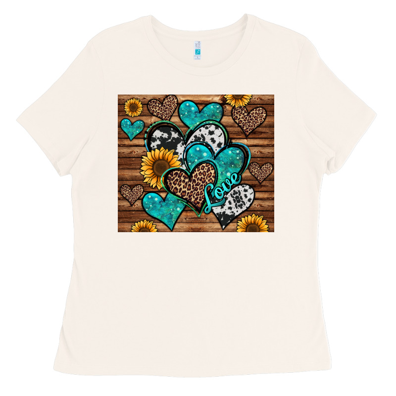 Turquoise Sunflower Hearts Ladies Tee by Jasminsmagicworld | Teevron