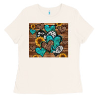 Bone turquoise sunflower hearts Ladies Tee - Jasminsmagicworld