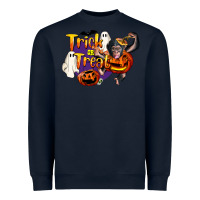 Navy Trick Or Treat Chimpanzee Heavyweight Sweatshirt - LillyAllenDesigns