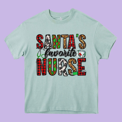 Santa's Favorite Nurse Heavy Core Tee Designed By Jasminsmagicworld