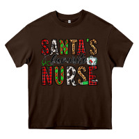 Chocolate Brown santa's favorite nurse Heavy Core Tee - Jasminsmagicworld