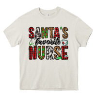 Cream santa's favorite nurse Heavy Core Tee - Jasminsmagicworld