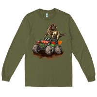 Army Green monster truck and t rex dinosaur Long Sleeve Tee - LillyAllenDesigns