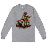 Heather Grey monster truck and t rex dinosaur Long Sleeve Tee - LillyAllenDesigns