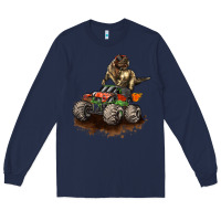 Navy monster truck and t rex dinosaur Long Sleeve Tee - LillyAllenDesigns