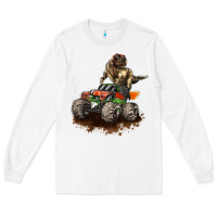 White monster truck and t rex dinosaur Long Sleeve Tee - LillyAllenDesigns