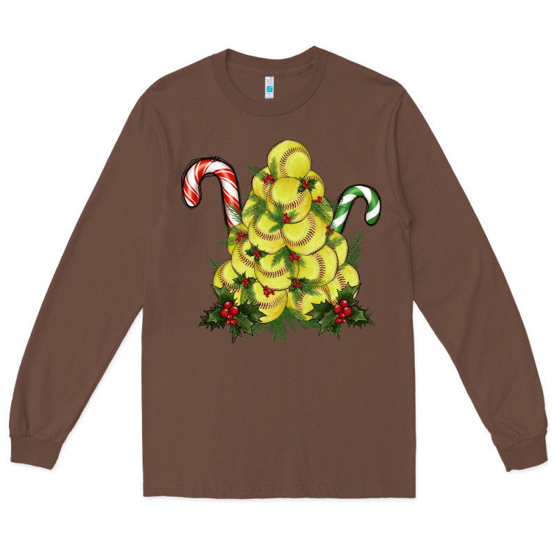 Lightning Softball Christmas Tree Long Sleeve Tee by RanaPortraitStore | Teevron