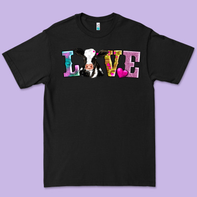 Love With Cow Premium Tee Designed By Adodesignshop