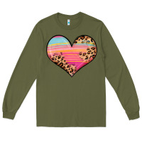 Army Green valentine s day colorful heart Long Sleeve Tee - LillyAllenDesigns