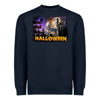 Navy Halloween Wolf Heavyweight Sweatshirt - LillyAllenDesigns