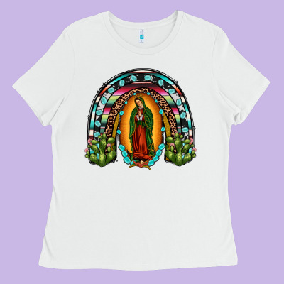 Our Lady Of Guadalupe Rainbow Ladies Tee Designed By Jahusdesignshop