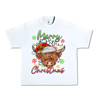 White merry christmas cow Urban Heavy Tee - MaliasSmallBusiness