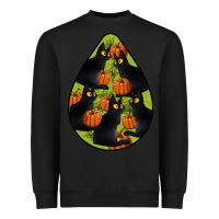 Black Black Cat Halloween Teardrop Heavyweight Sweatshirt - LillyAllenDesigns