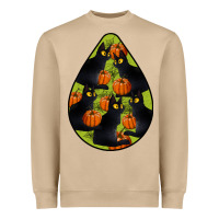 Mushroom Black Cat Halloween Teardrop Heavyweight Sweatshirt - LillyAllenDesigns