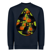 Navy Black Cat Halloween Teardrop Heavyweight Sweatshirt - LillyAllenDesigns