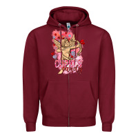 Burgundy Cupids candy with candies Valentine's Day Zipper Hoodie - HowdyJamesFarm