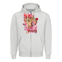 Dove Grey Cupids candy with candies Valentine's Day Zipper Hoodie - HowdyJamesFarm