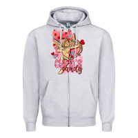 Heather Grey Cupids candy with candies Valentine's Day Zipper Hoodie - HowdyJamesFarm