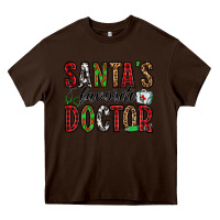 Chocolate Brown santa's favorite doctor Heavy Core Tee - Jasminsmagicworld