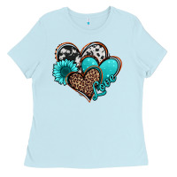 Baby Blue love turquoise hearts Ladies Tee - Jasminsmagicworld