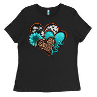 Black love turquoise hearts Ladies Tee - Jasminsmagicworld