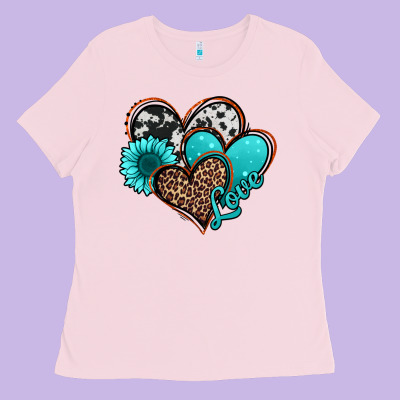 Love Turquoise Hearts Ladies Tee Designed By Jasminsmagicworld