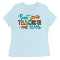Baby Blue best teacher ever Ladies Tee - BundleAndBundleShop