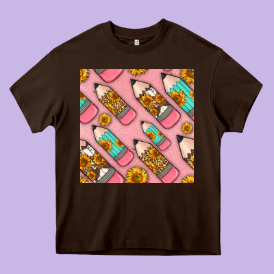 Western Pencil Seamless Pattern Heavy Core Tee Designed By Bundleandbundleshop
