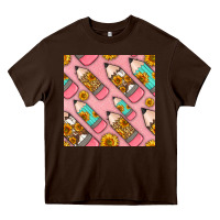 Chocolate Brown western pencil seamless pattern Heavy Core Tee - BundleAndBundleShop