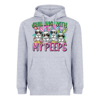 Heather Grey Chilling with my peeps Easter bunnies Heavyweight Hoodie - CowGirlArtShop