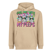 Mushroom Chilling with my peeps Easter bunnies Heavyweight Hoodie - CowGirlArtShop