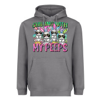 Chilling With My Peeps Easter Bunnies Heavyweight Hoodie | Teevron