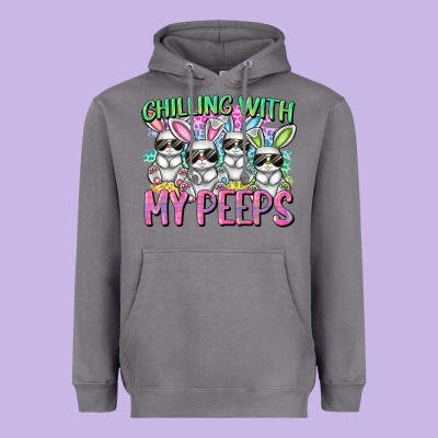 Chilling With My Peeps Easter Bunnies Heavyweight Hoodie Designed By Cowgirlartshop