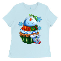 Baby Blue snowman cupcake Ladies Tee - AdoDesignShop