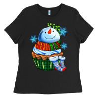 Black snowman cupcake Ladies Tee - AdoDesignShop