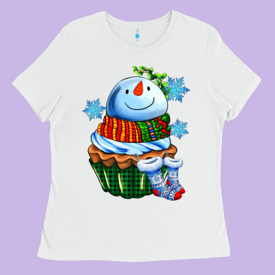 Snowman Cupcake Ladies Tee Designed By Adodesignshop