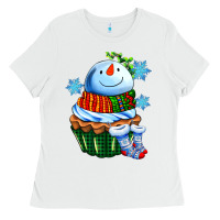 White snowman cupcake Ladies Tee - AdoDesignShop