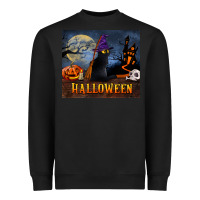 Black Black Cat Halloween Heavyweight Sweatshirt - LillyAllenDesigns