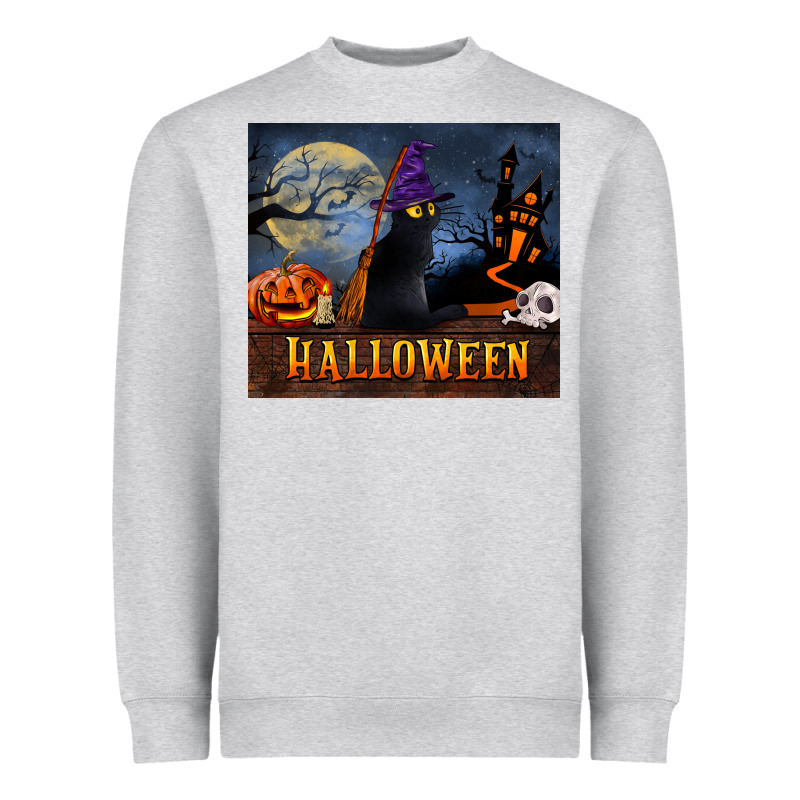 Black Cat Halloween Heavyweight Sweatshirt by LillyAllenDesigns | Teevron