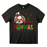 Asphalt merry pawmas christmas shih tzu Heavy Core Tee - Jasminsmagicworld
