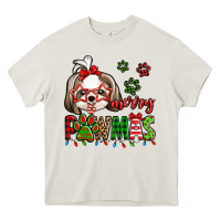 Cream merry pawmas christmas shih tzu Heavy Core Tee - Jasminsmagicworld