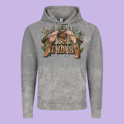 Whose Bed Have Your Boots Under Cowboy Western Vintage Hoodie Designed By Nancycooperartshop